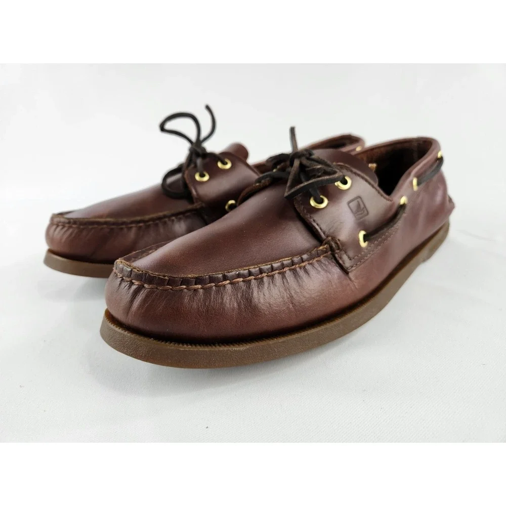 Sperry 2-EYE LEATHER Boat Shoe Deck Water Leather Amaretto Slip On Men's Size 13